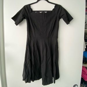 Nine Britton black skater dress with scalloped neckline